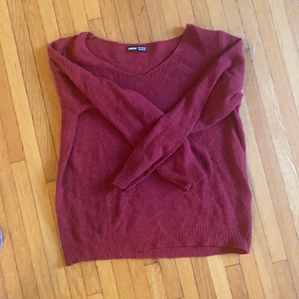 Long sleeve waffle knit sweater